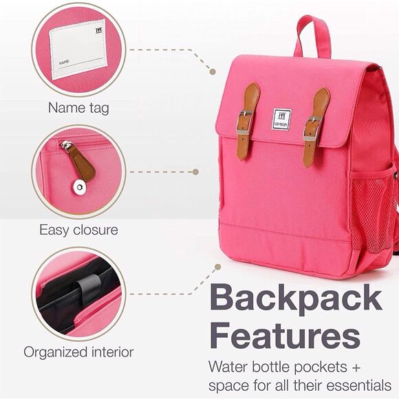 Perry Mackin Charlie Kids Pink School Backpack Medium Size-NWT & dust bag. - Picture 7 of 8